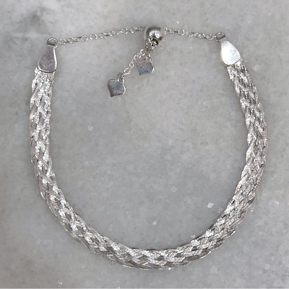 Sterling Silver Multi Row Herringbone Braided BOLO Bracelet - Picture 3 of 9